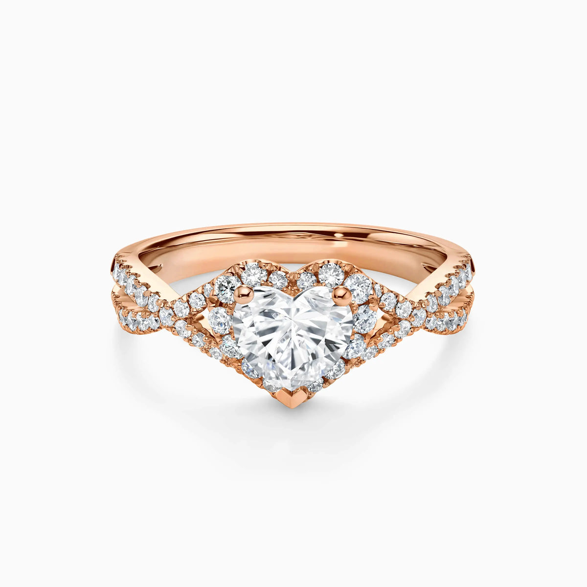 1.0-3.0 CT Heart Shaped Halo Twisted Lab Grown Diamond Engagement Ring - image 6