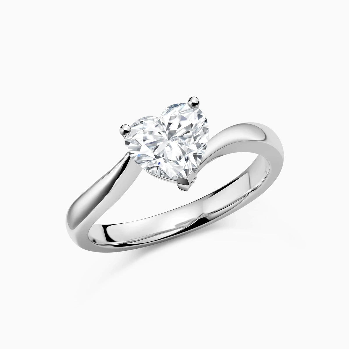1.0-3.0ct Heart Shape Solitaire Lab-Grown Diamond Engagement Ring - image 2