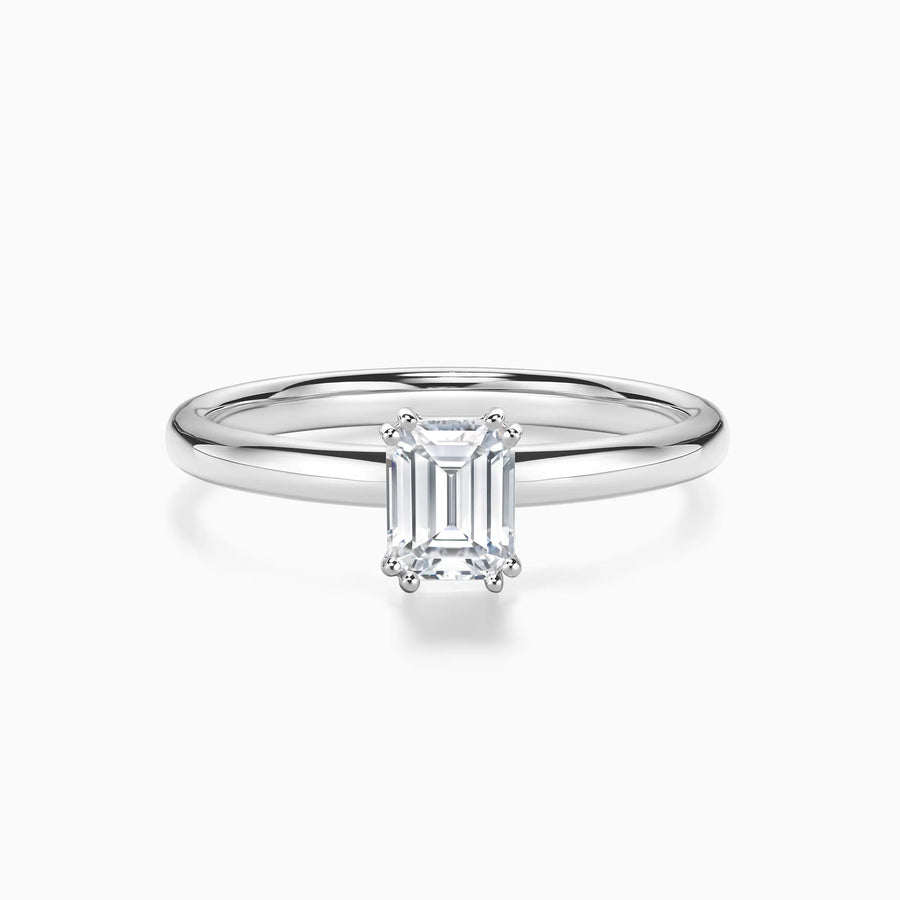 Classic Simple Solitaire Emerald Cut Diamond Engagement Ring - image 1