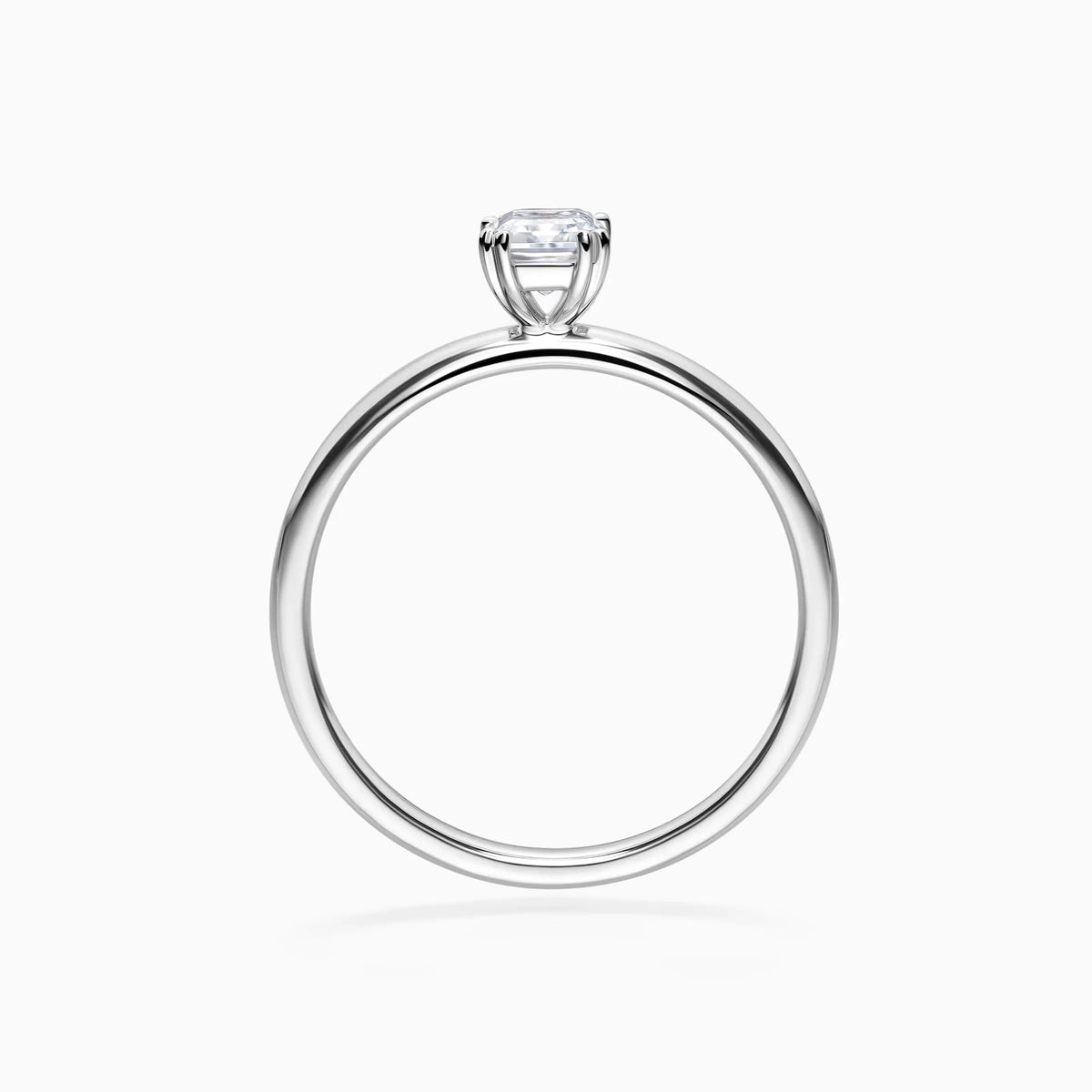 Classic Simple Solitaire Emerald Cut Diamond Engagement Ring - image 2