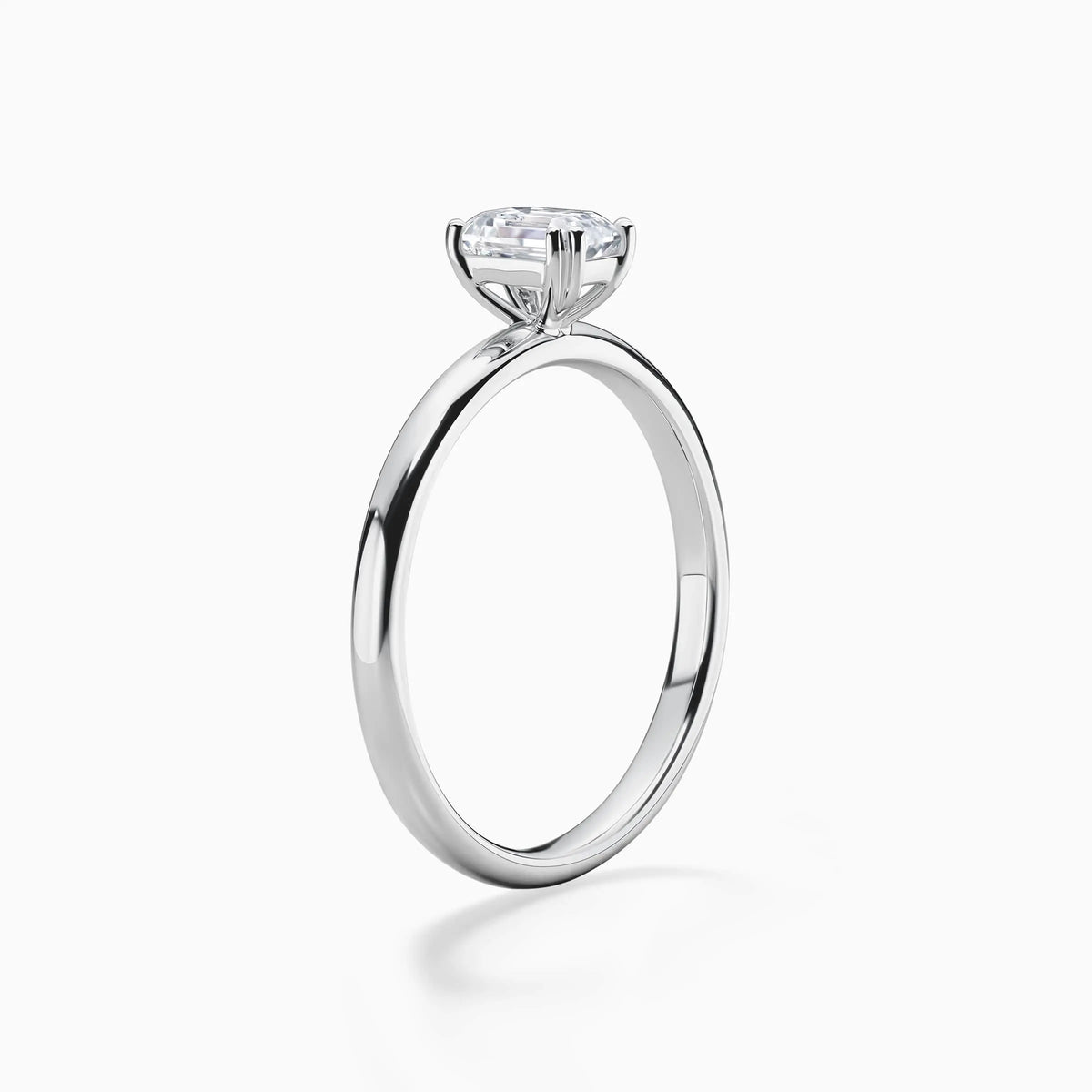 Classic Simple Solitaire Emerald Cut Diamond Engagement Ring - image 3
