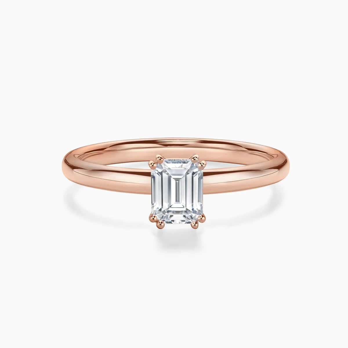 Classic Simple Solitaire Emerald Cut Diamond Engagement Ring - image 6