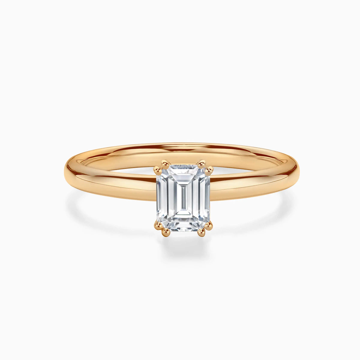 Classic Simple Solitaire Emerald Cut Diamond Engagement Ring - image 7