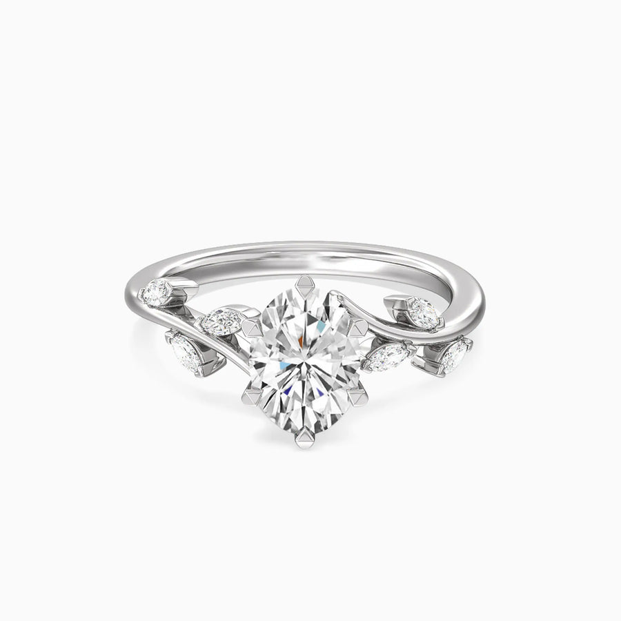 Classic Six-Prong Oval Vine Bypass Dainty Engagement Ring - image 1