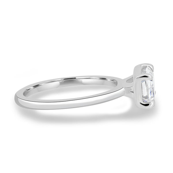 East West Emerald Solitaire Engagement Ring - image 5