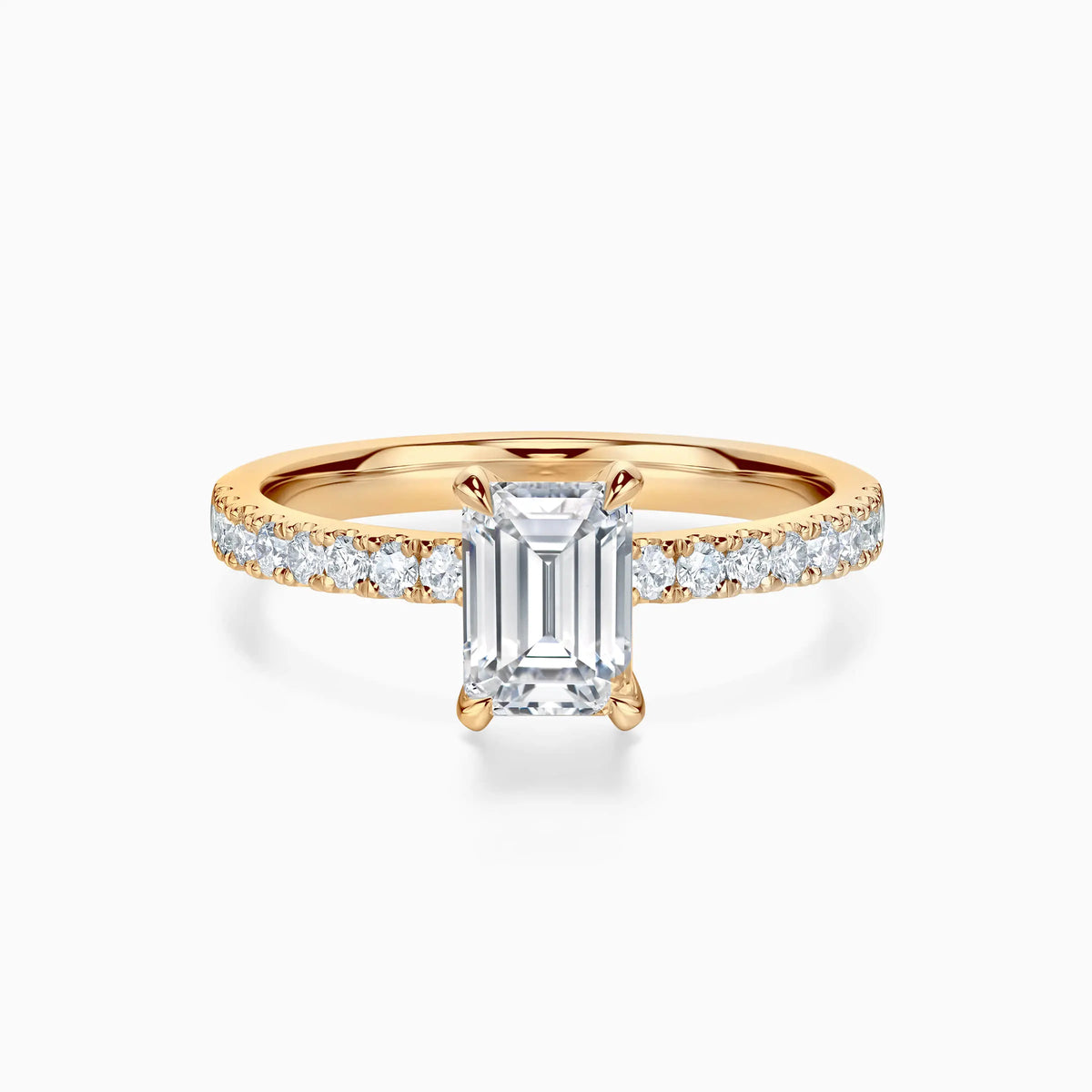 Emerald Cut Solitaire Pavé Diamond Engagement Ring - image 5