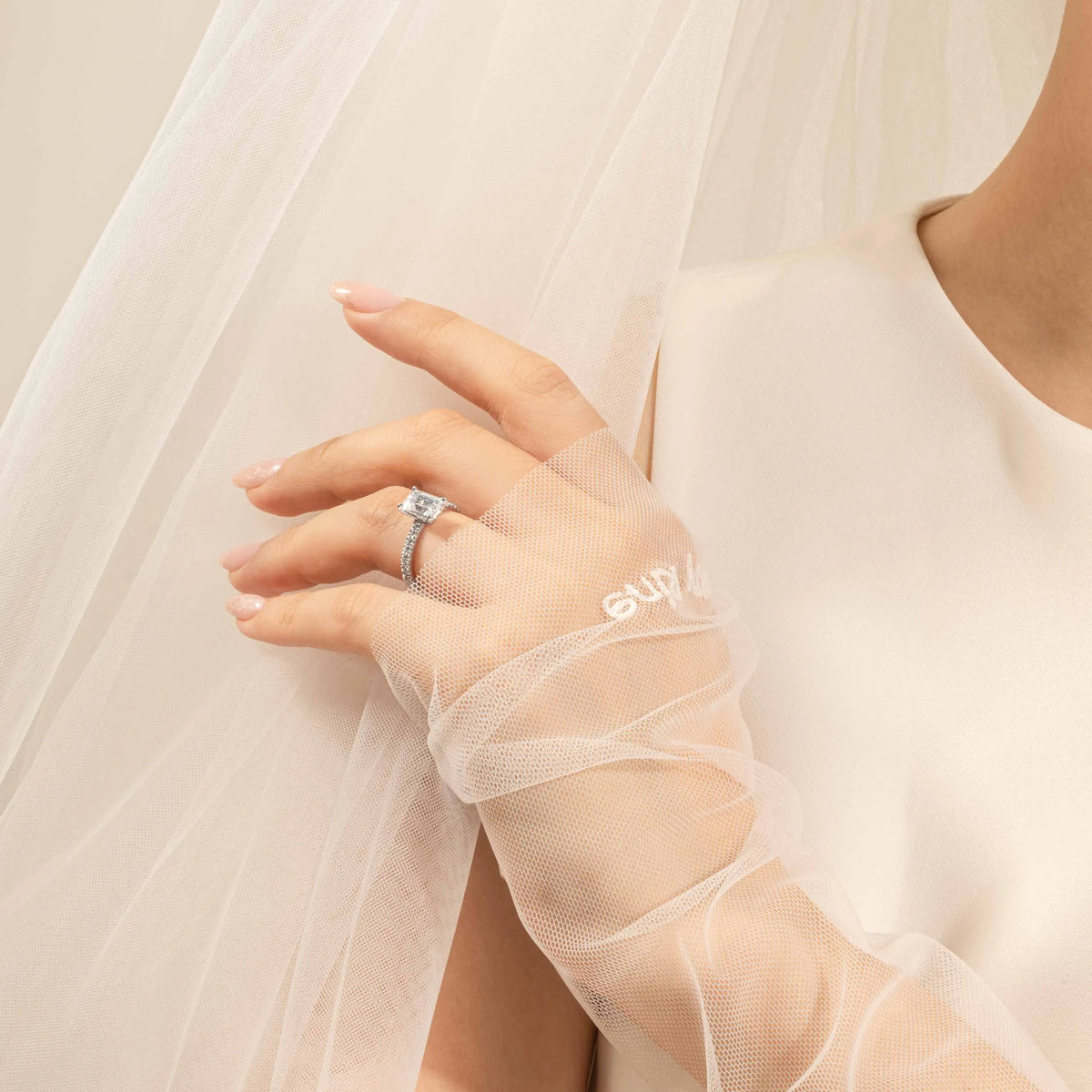 Emerald Cut Solitaire Pavé Diamond Engagement Ring - image 8