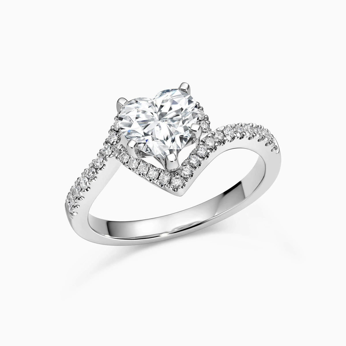 Heart Cut Halo Bypass Pavé Lab Grown Diamond Engagement Ring - image 2