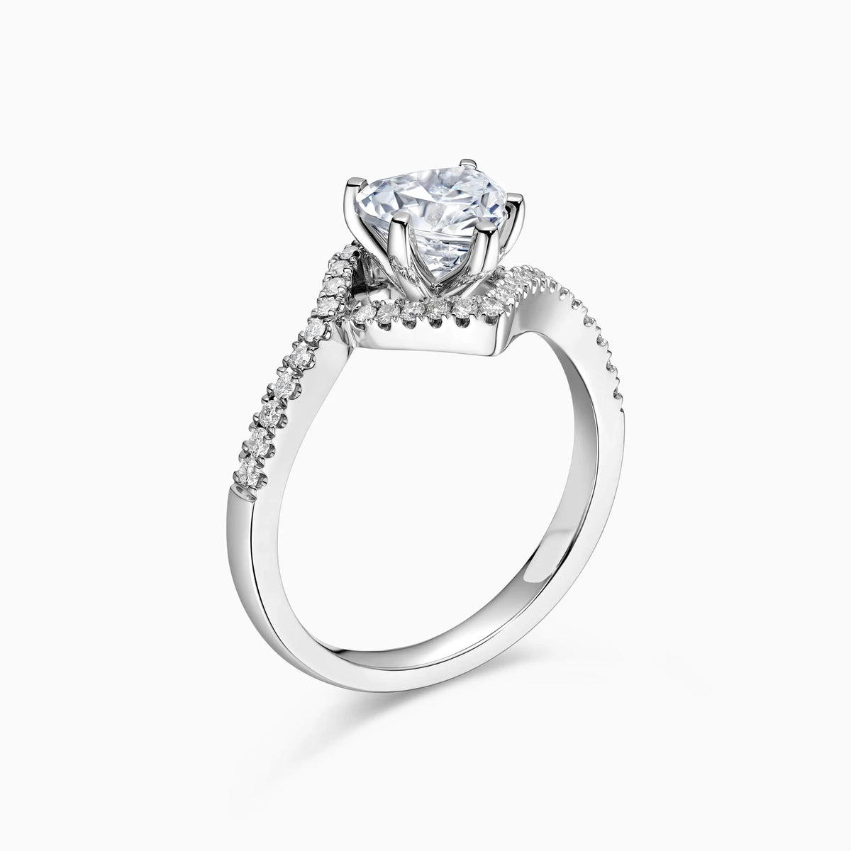 Heart Cut Halo Bypass Pavé Lab Grown Diamond Engagement Ring - image 3