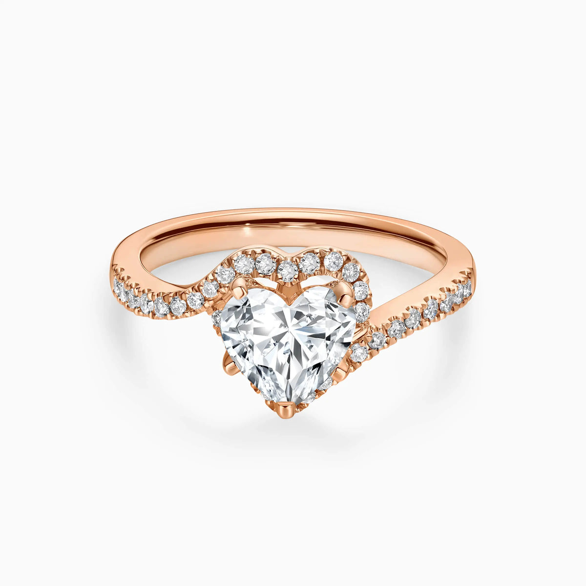 Heart Cut Halo Bypass Pavé Lab Grown Diamond Engagement Ring - image 6