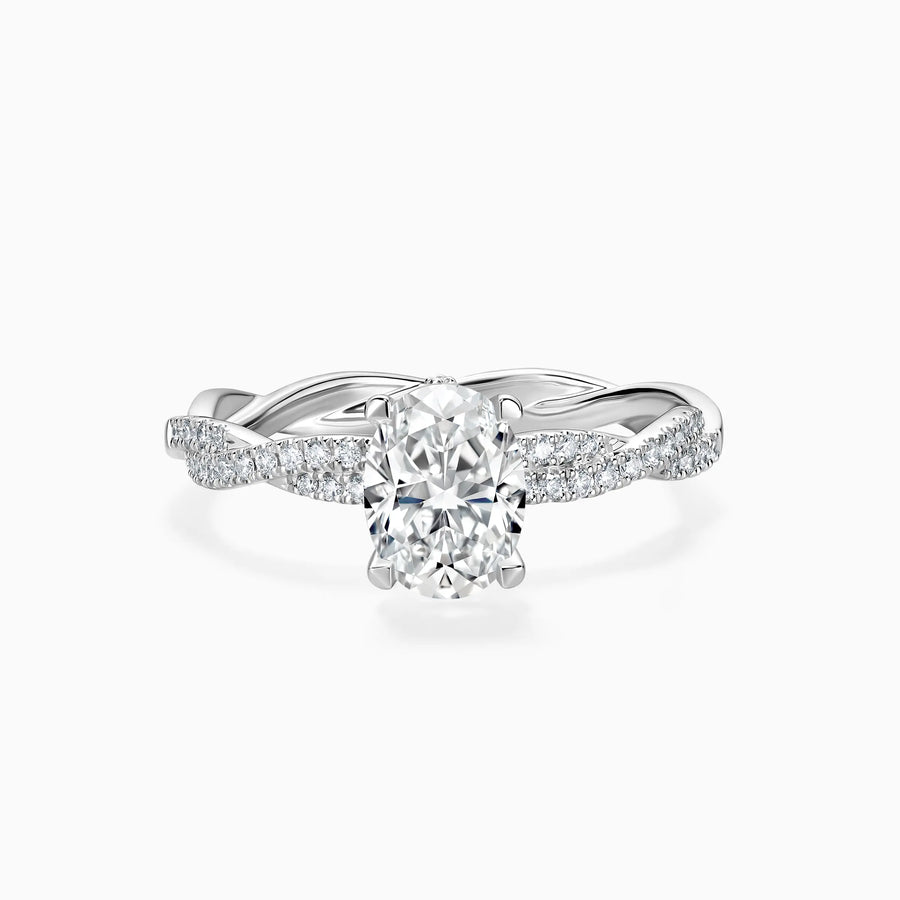 Lab Grown Oval Cut Pavé Twist Diamond Engagement Ring - image 1