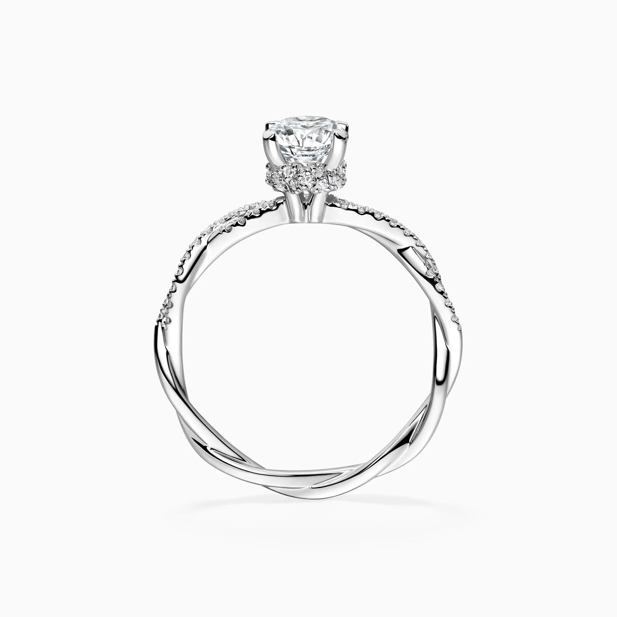Lab Grown Oval Cut Pavé Twist Diamond Engagement Ring - image 5