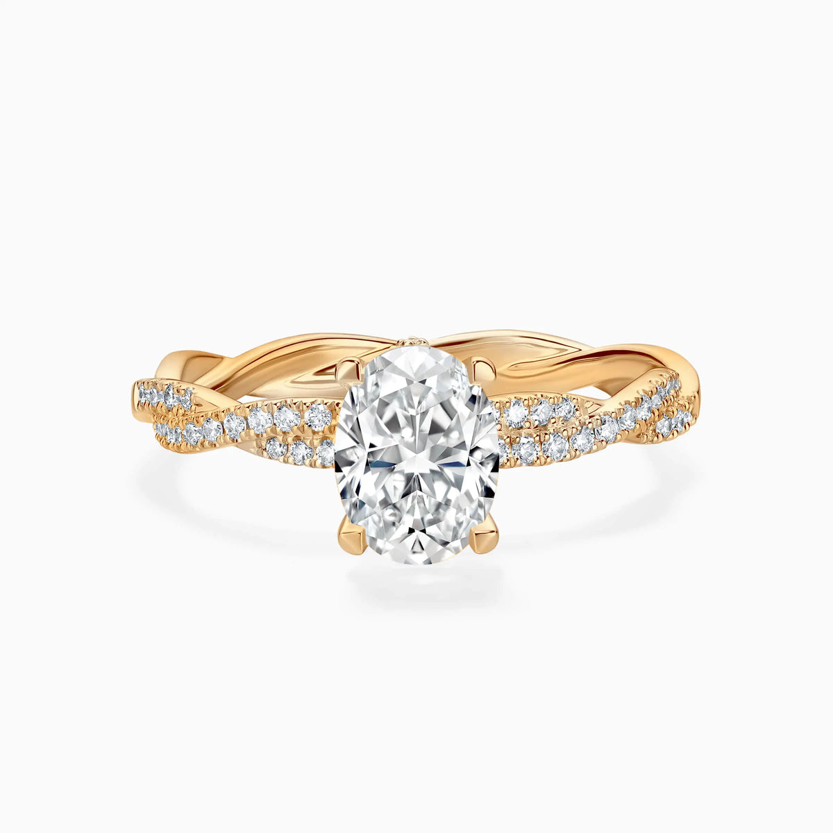Lab Grown Oval Cut Pavé Twist Diamond Engagement Ring - image 6