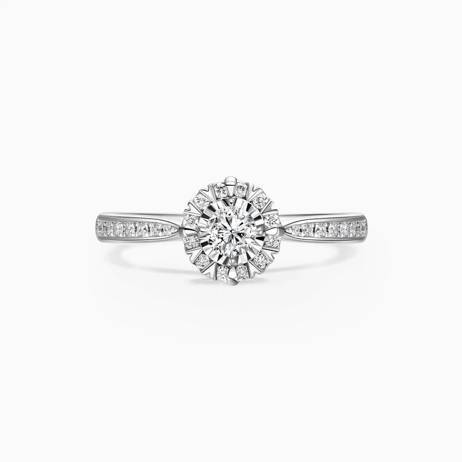 Lab Grown Round Halo Pavé With Heart-prong Engagement Ring - image 1