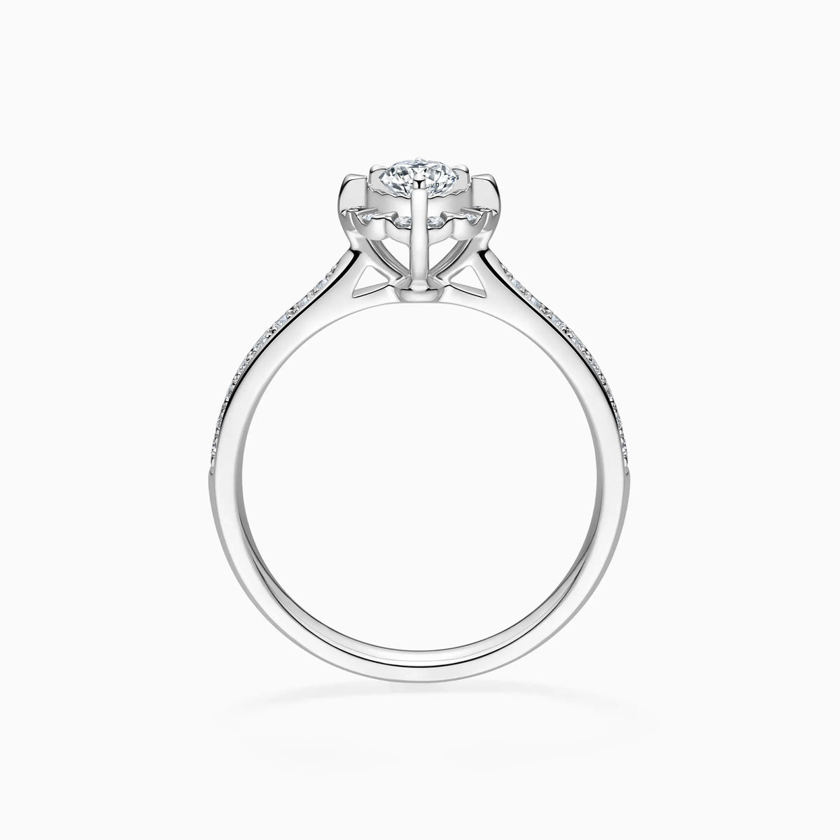 Lab Grown Round Halo Pavé With Heart-prong Engagement Ring - image 2