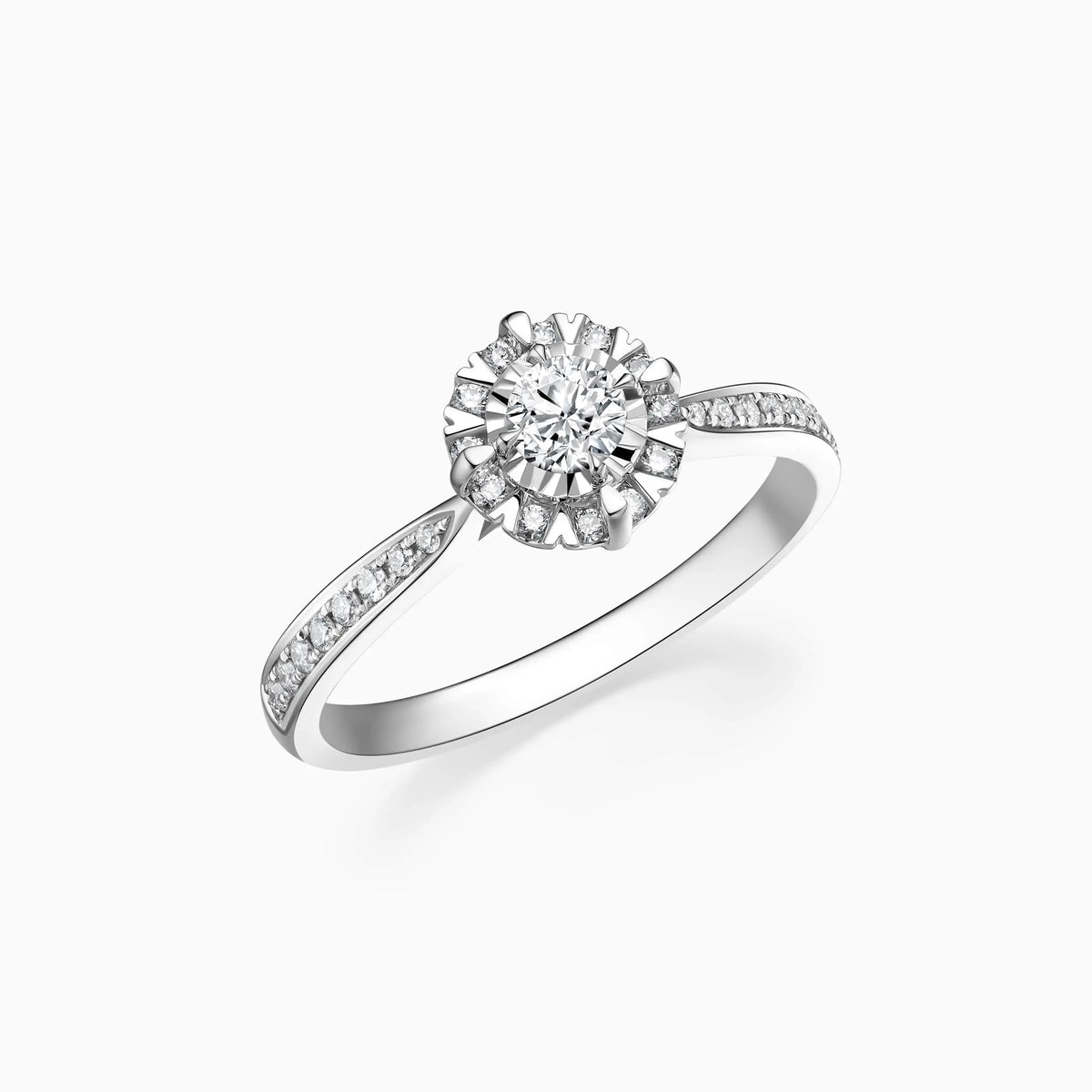 Lab Grown Round Halo Pavé With Heart-prong Engagement Ring - image 3