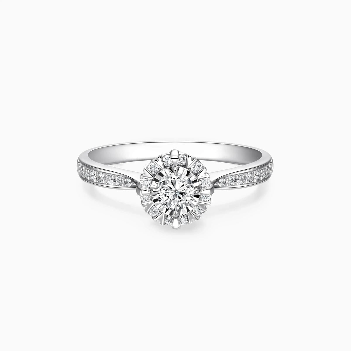 Lab Grown Round Halo Pavé With Heart-prong Engagement Ring - image 4