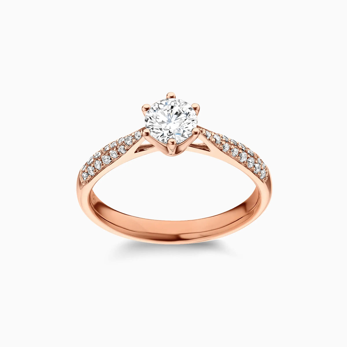 Lab Grown Round Solitaire Double Row Pavé with 6-Prong Engagement Ring - image 9