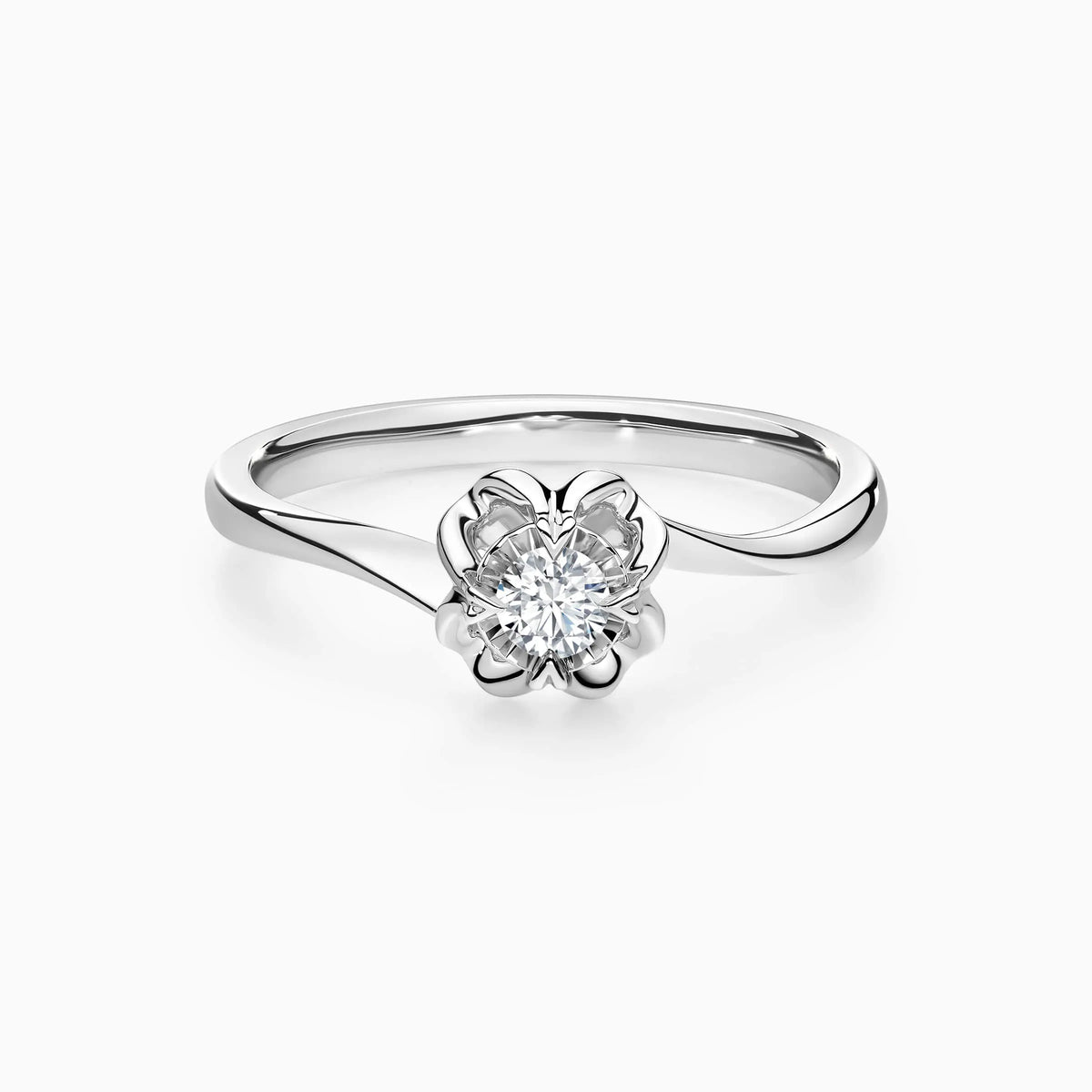 Lab Grown Round Solitaire Rose Bypass Engagement Ring - image 1