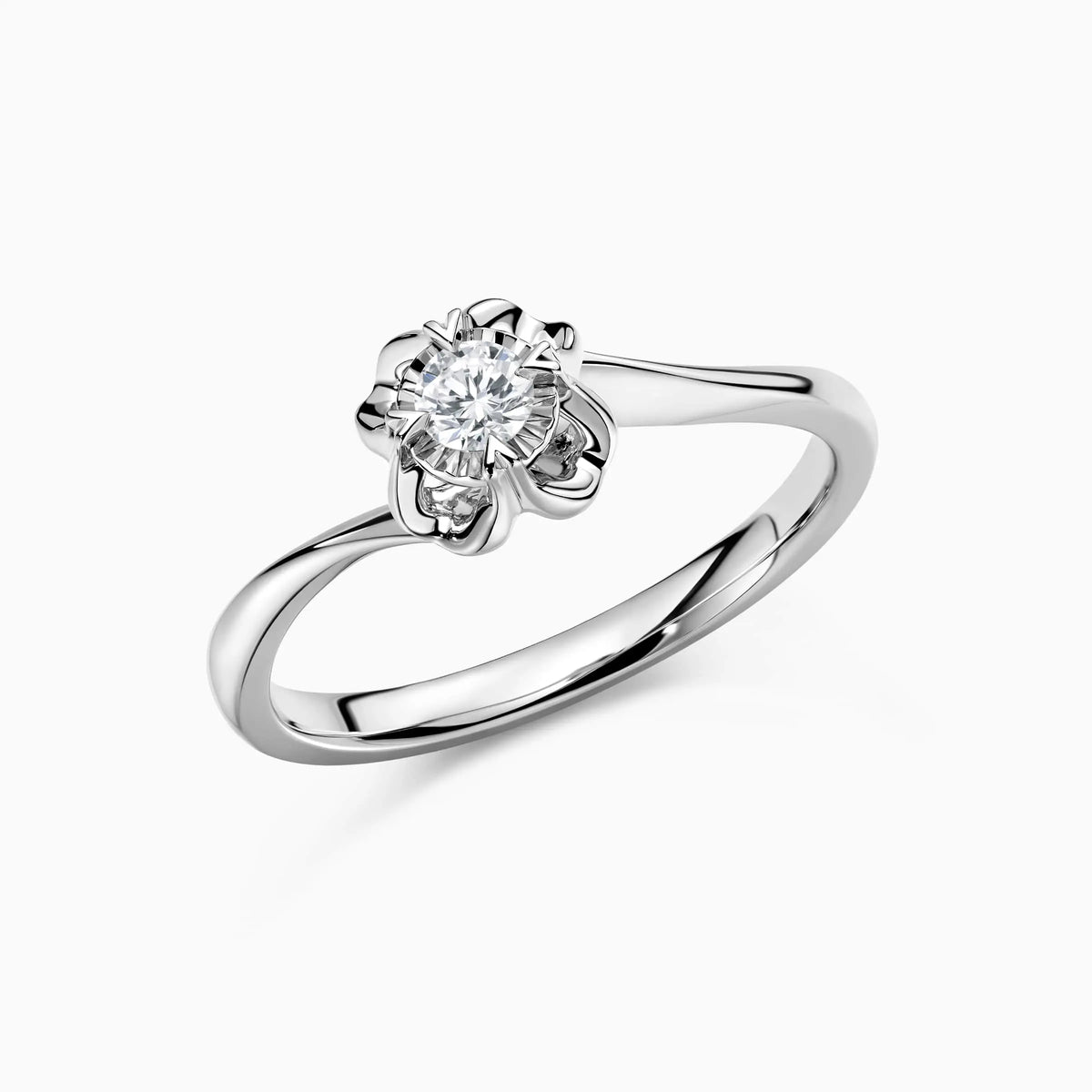 Lab Grown Round Solitaire Rose Bypass Engagement Ring - image 2