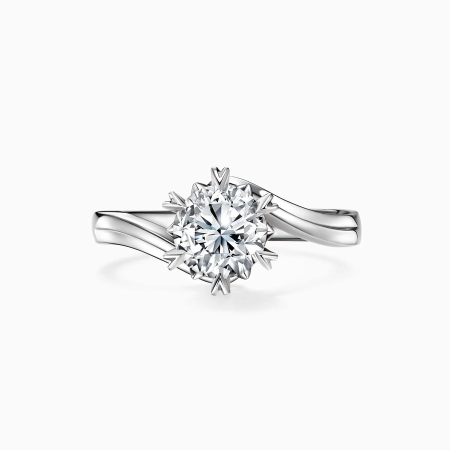 Lab Grown Round Solitaire Snowflake Bypass Engagement Ring - image 1