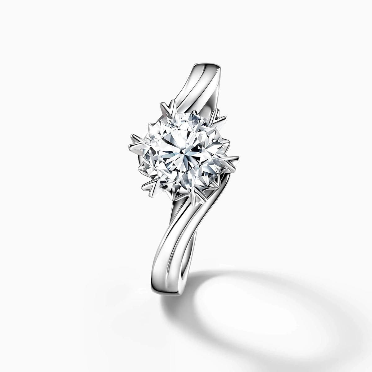 Lab Grown Round Solitaire Snowflake Bypass Engagement Ring - image 3