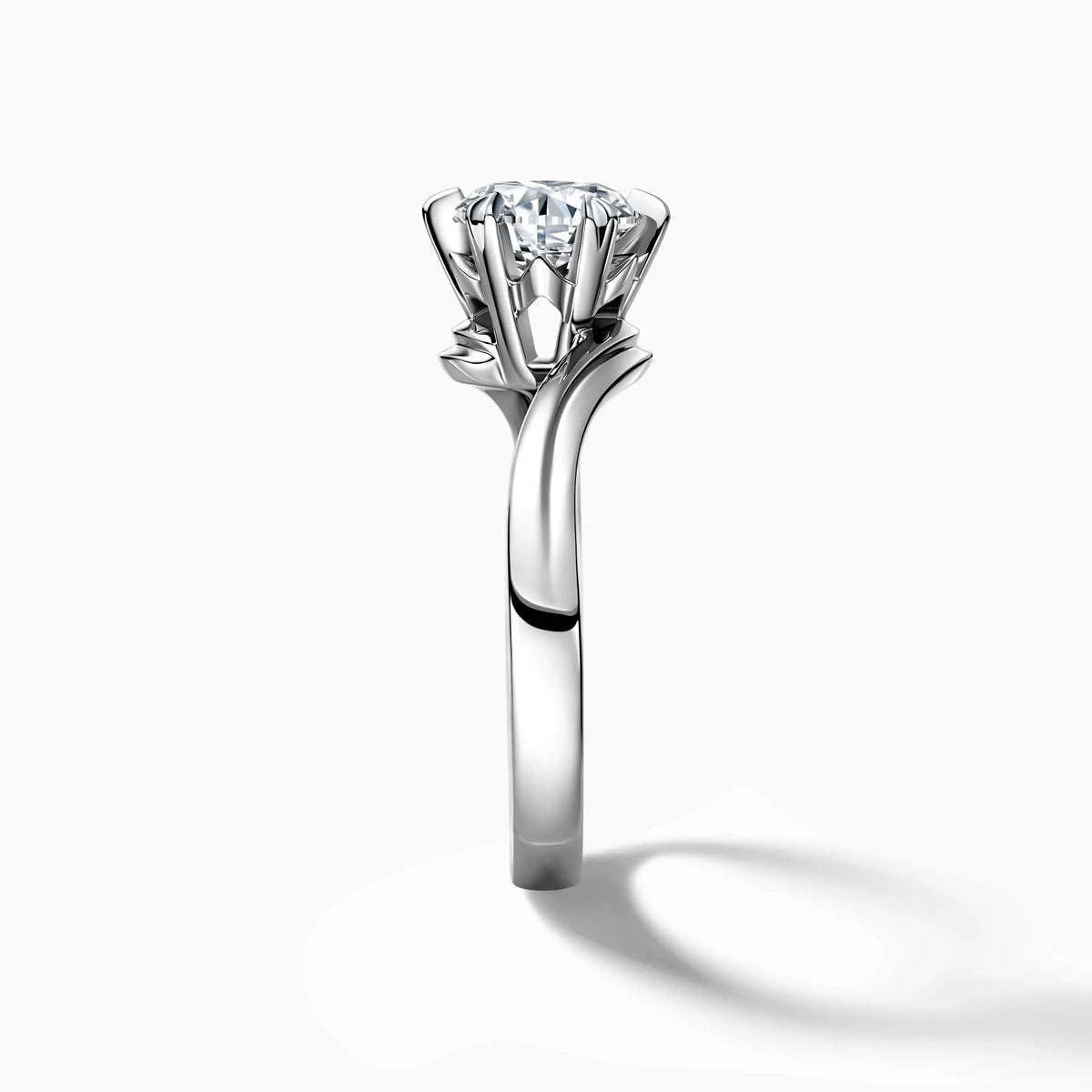 Lab Grown Round Solitaire Snowflake Bypass Engagement Ring - image 4