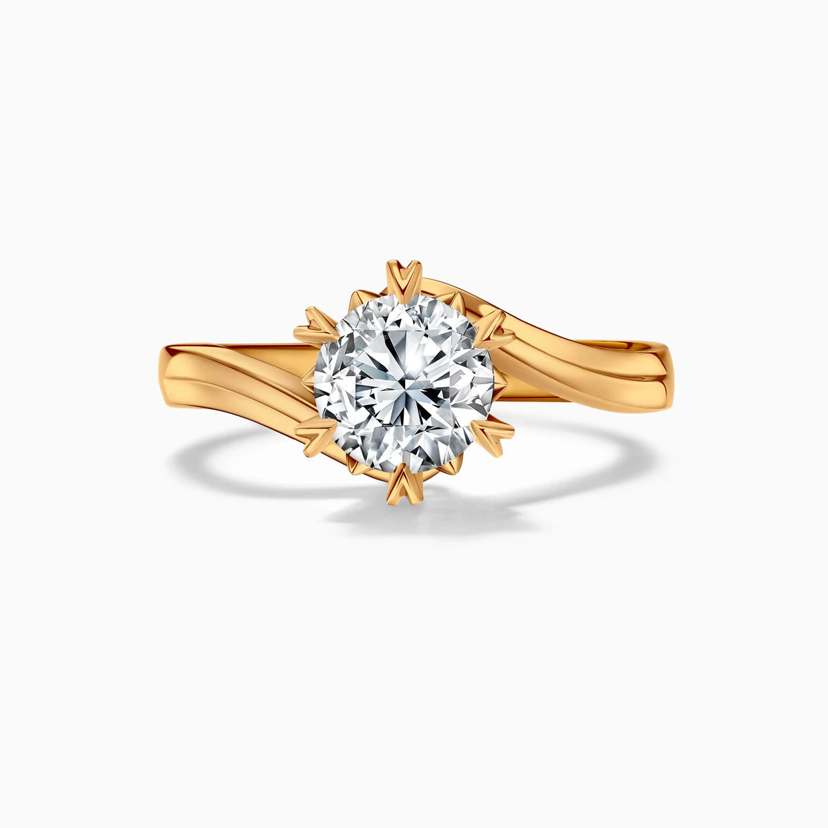 Lab Grown Round Solitaire Snowflake Bypass Engagement Ring - image 5