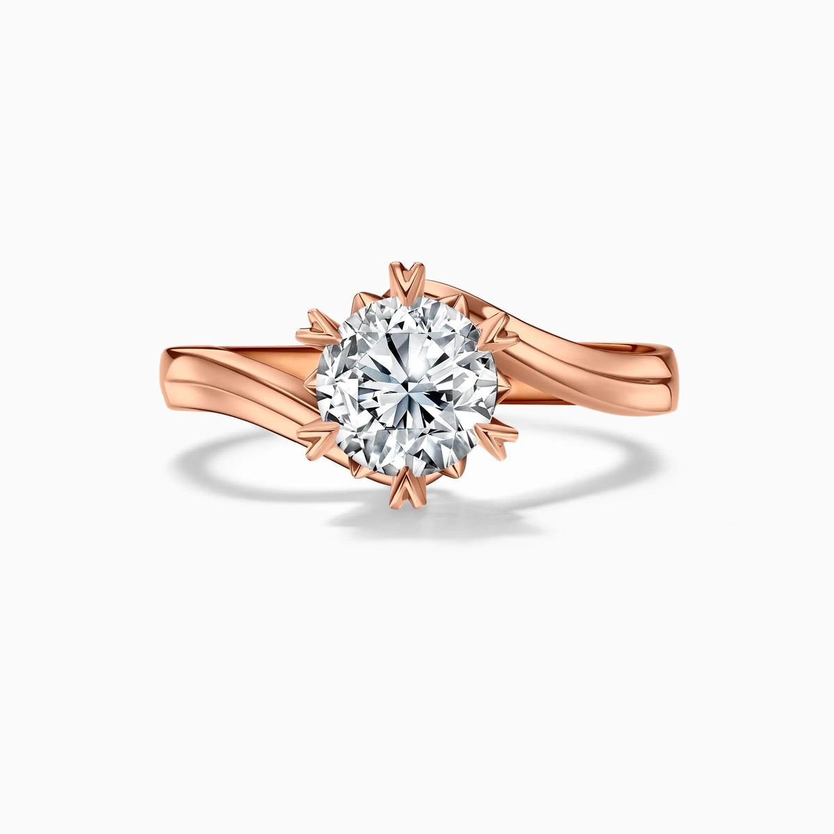 Lab Grown Round Solitaire Snowflake Bypass Engagement Ring - image 6