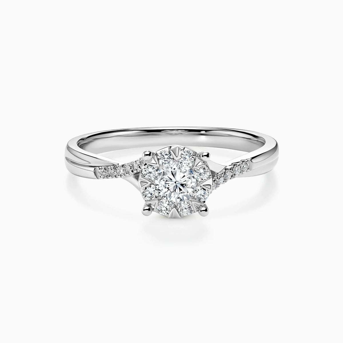 Lab Grwon Round Solitaire Pavé Crossing Bypass Engagement Ring - image 1