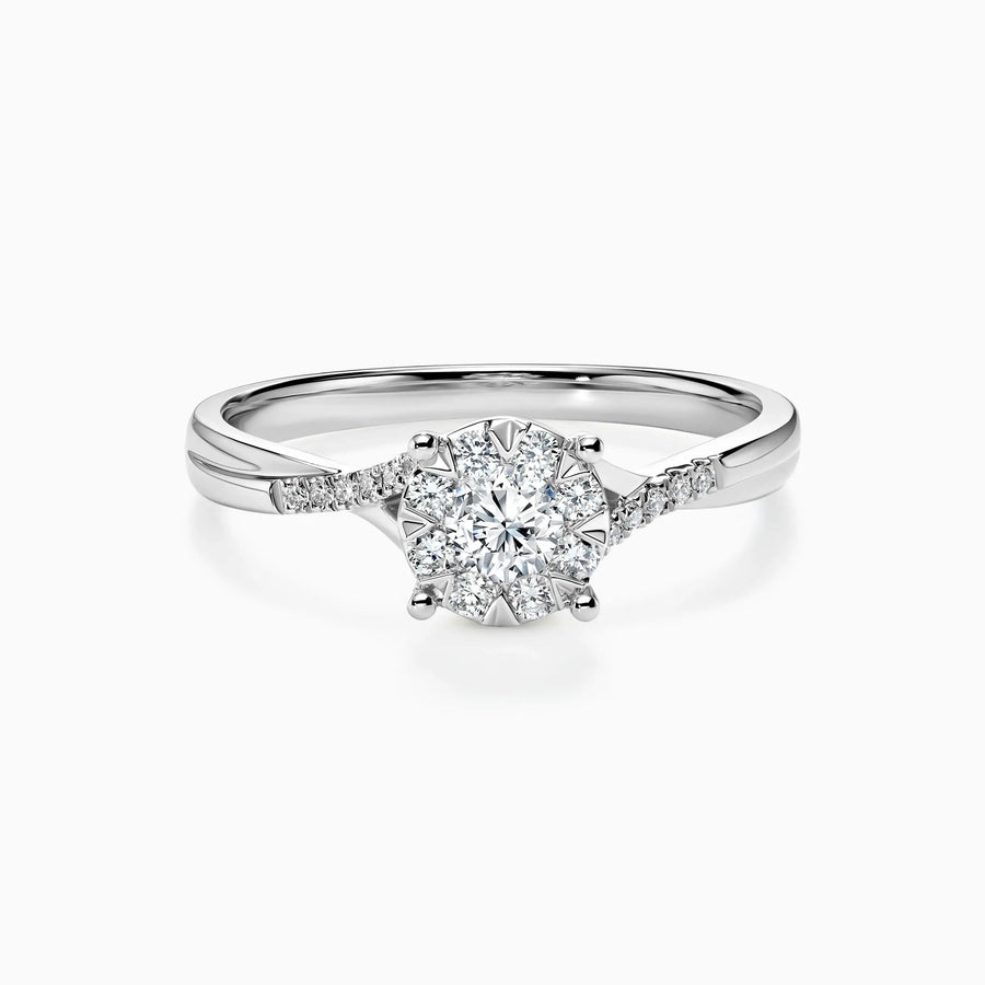 Lab Grwon Round Solitaire Pavé Crossing Bypass Engagement Ring - image 1