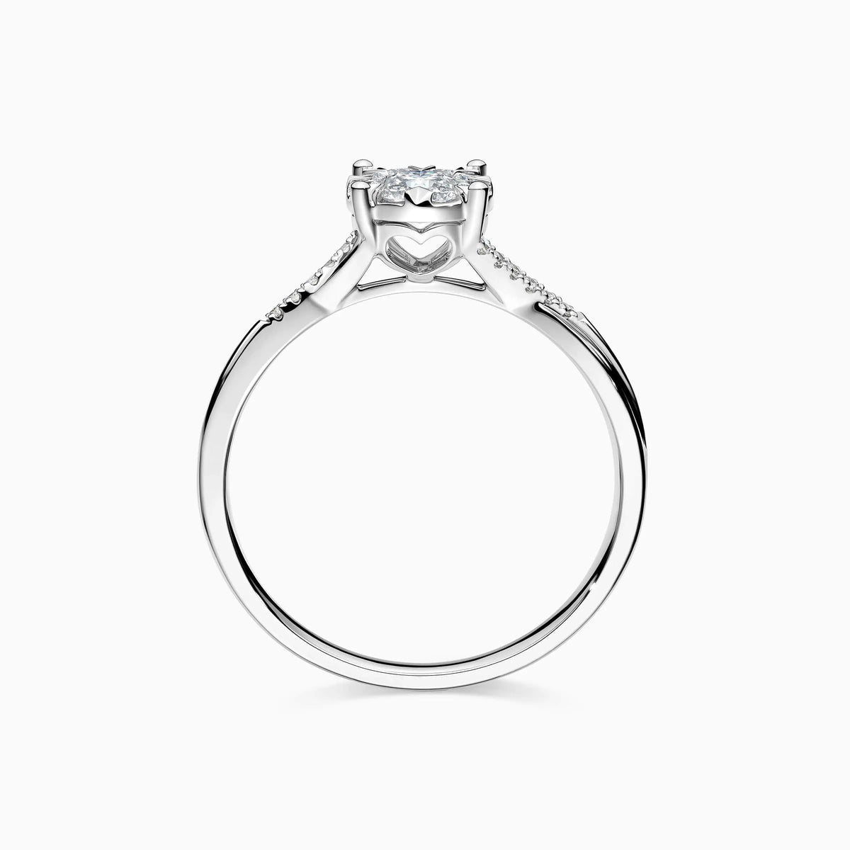 Lab Grwon Round Solitaire Pavé Crossing Bypass Engagement Ring - image 2