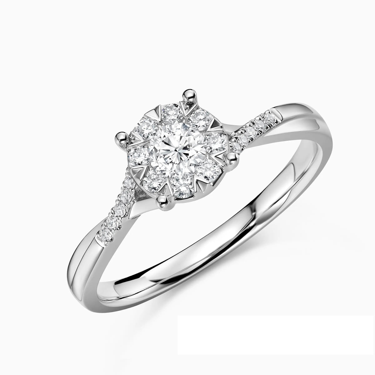 Lab Grwon Round Solitaire Pavé Crossing Bypass Engagement Ring - image 3
