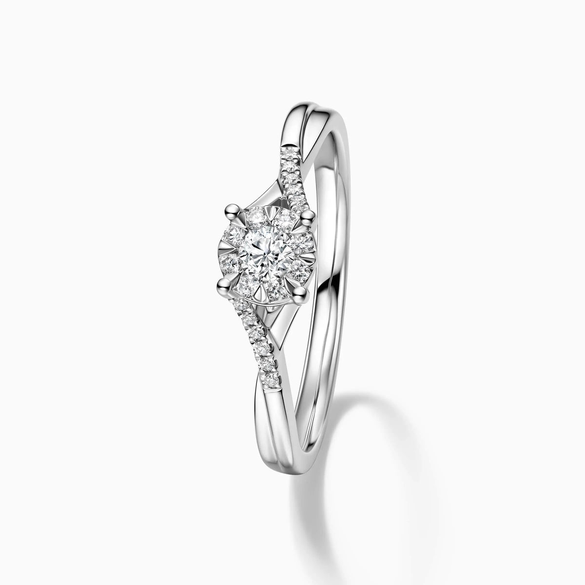 Lab Grwon Round Solitaire Pavé Crossing Bypass Engagement Ring - image 5