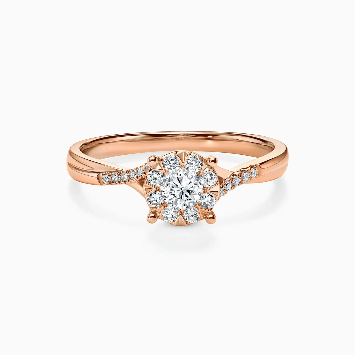 Lab Grwon Round Solitaire Pavé Crossing Bypass Engagement Ring - image 6