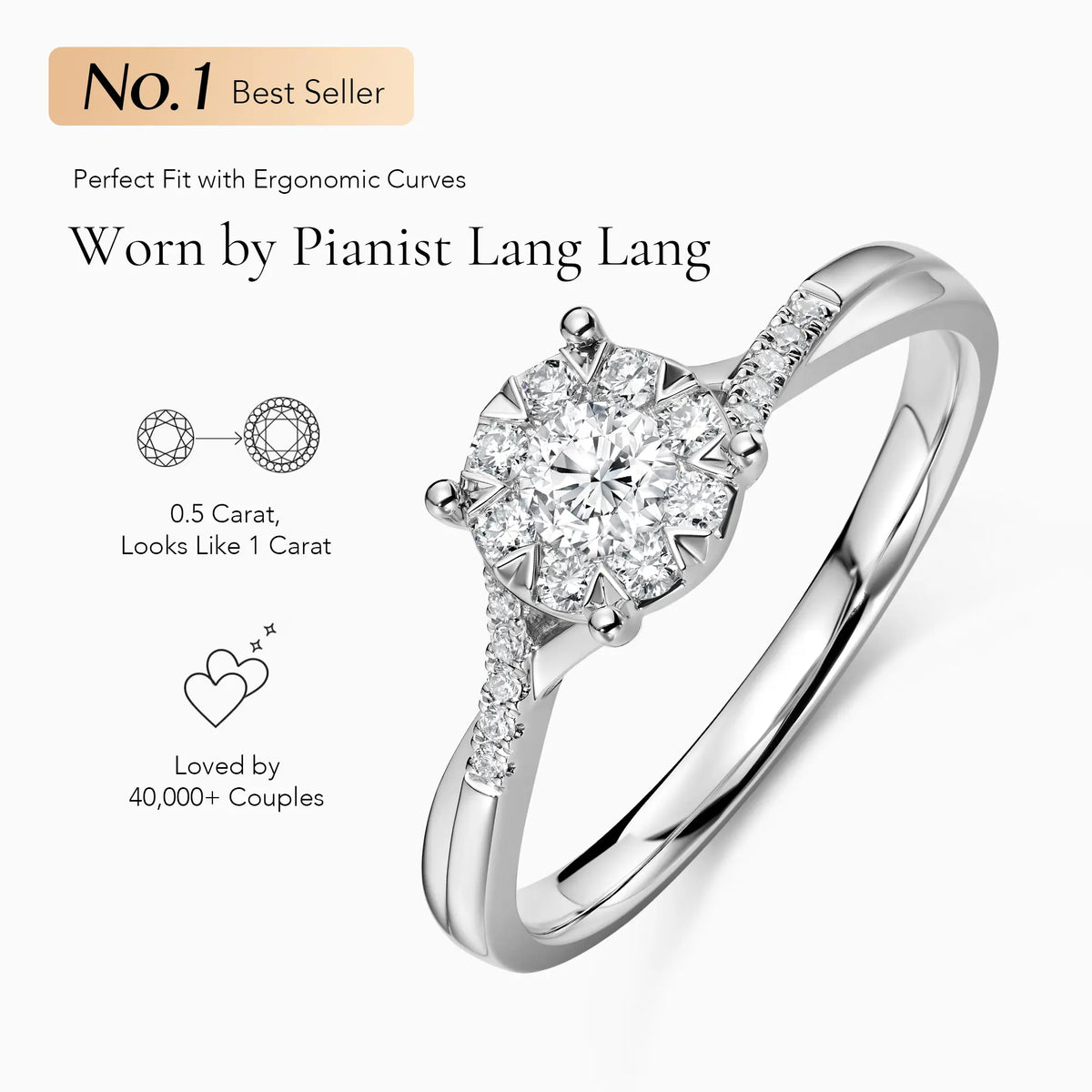 Lab Grwon Round Solitaire Pavé Crossing Bypass Engagement Ring - image 7