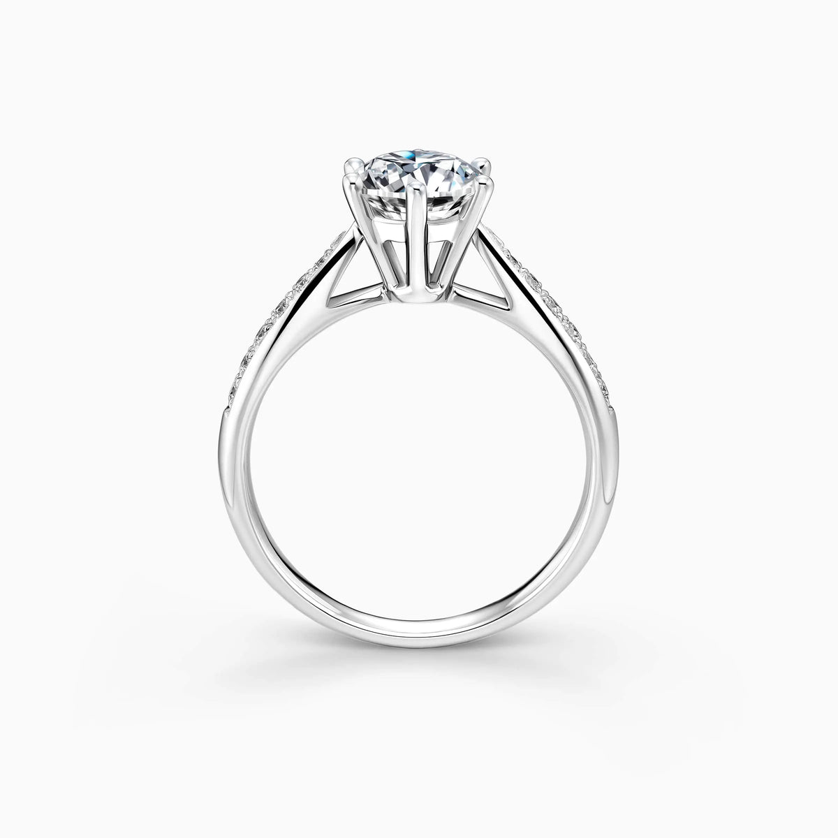 Lab Grwon Round Solitaire Pavé with 6-Prong Engagement Ring - image 2