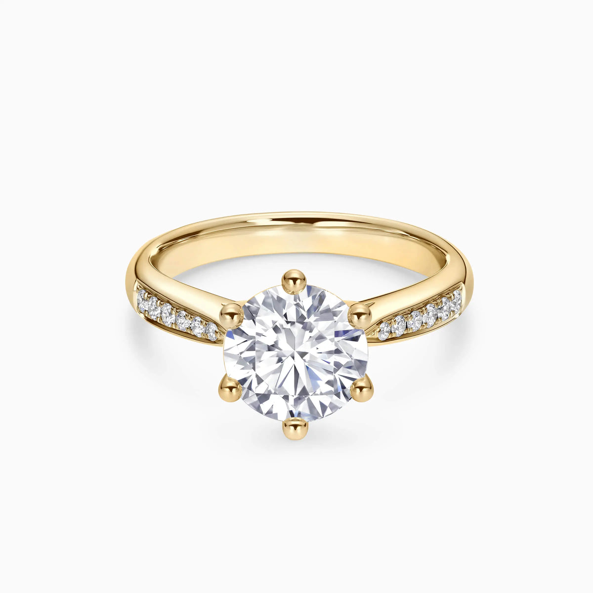 Lab Grwon Round Solitaire Pavé with 6-Prong Engagement Ring - image 6