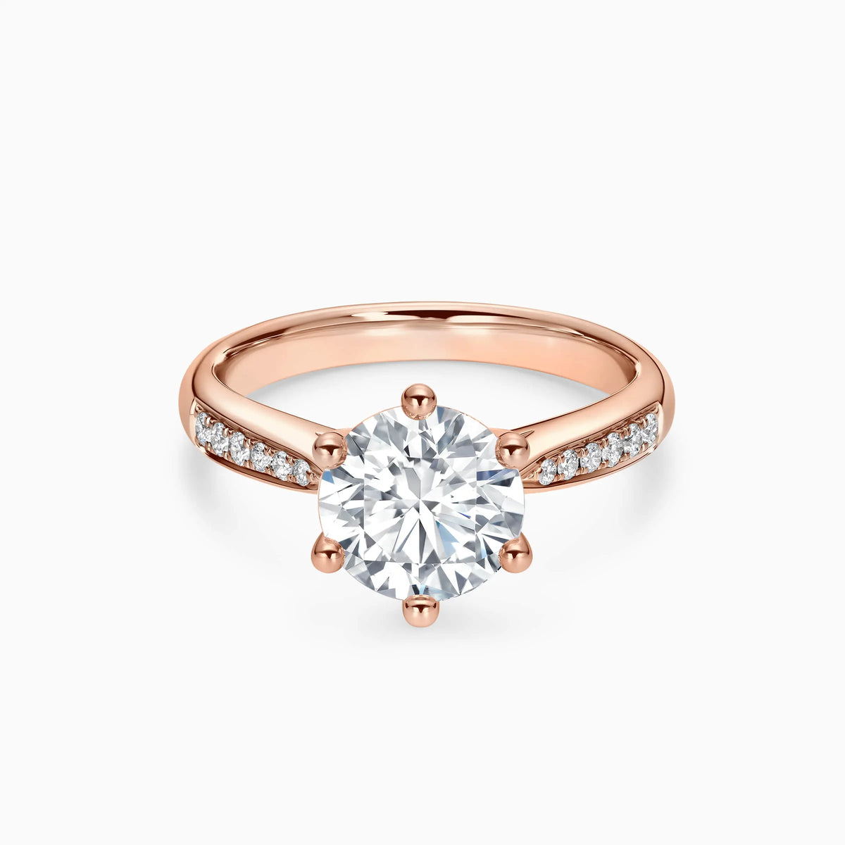 Lab Grwon Round Solitaire Pavé with 6-Prong Engagement Ring - image 7