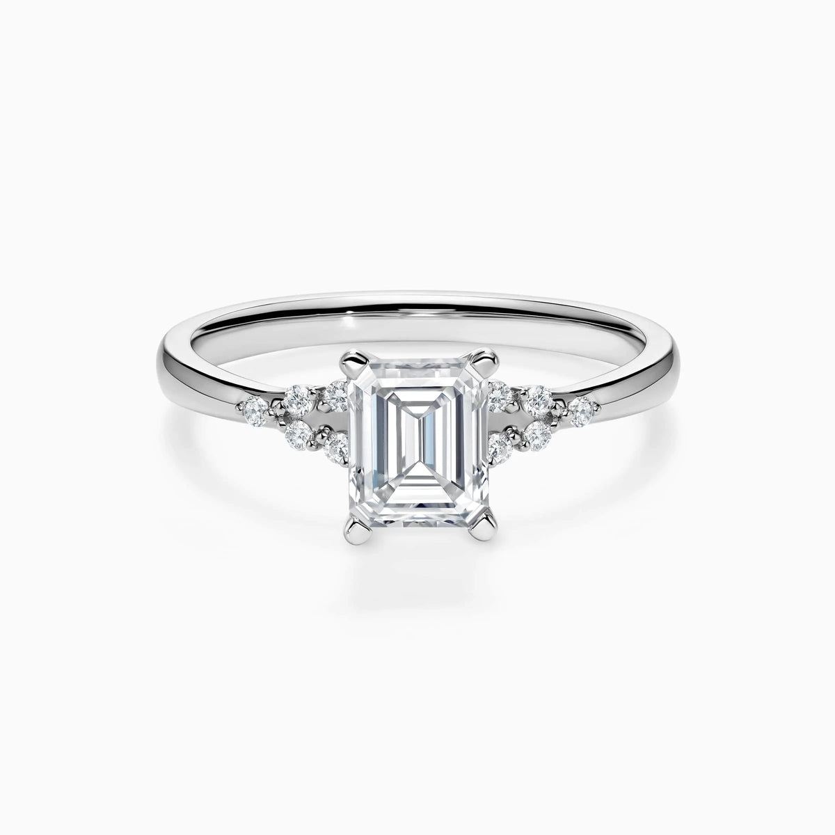 Lab-Grown Emerald Cluster Engagement Ring - image 1