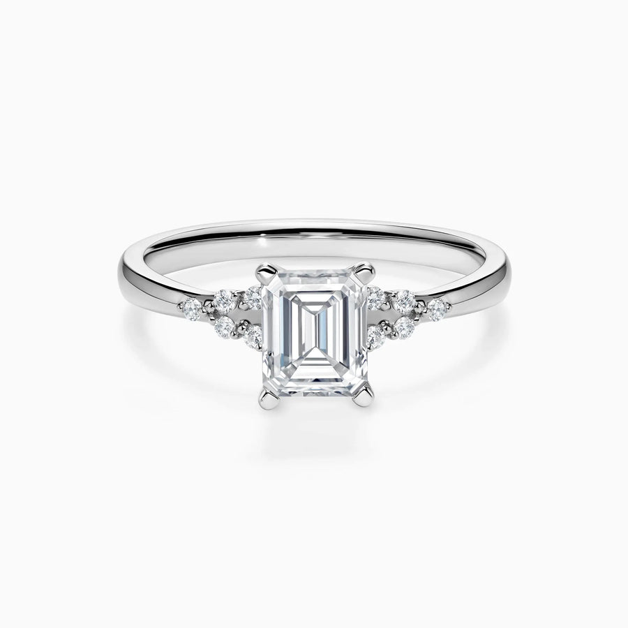 Lab-Grown Emerald Cluster Engagement Ring - image 1