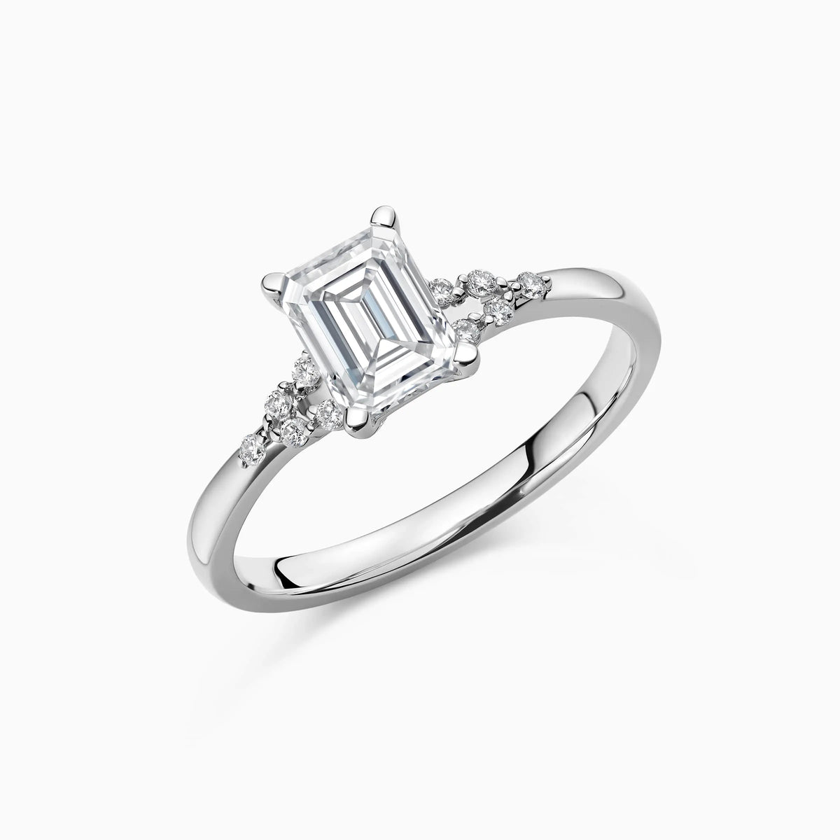 Lab-Grown Emerald Cluster Engagement Ring - image 2