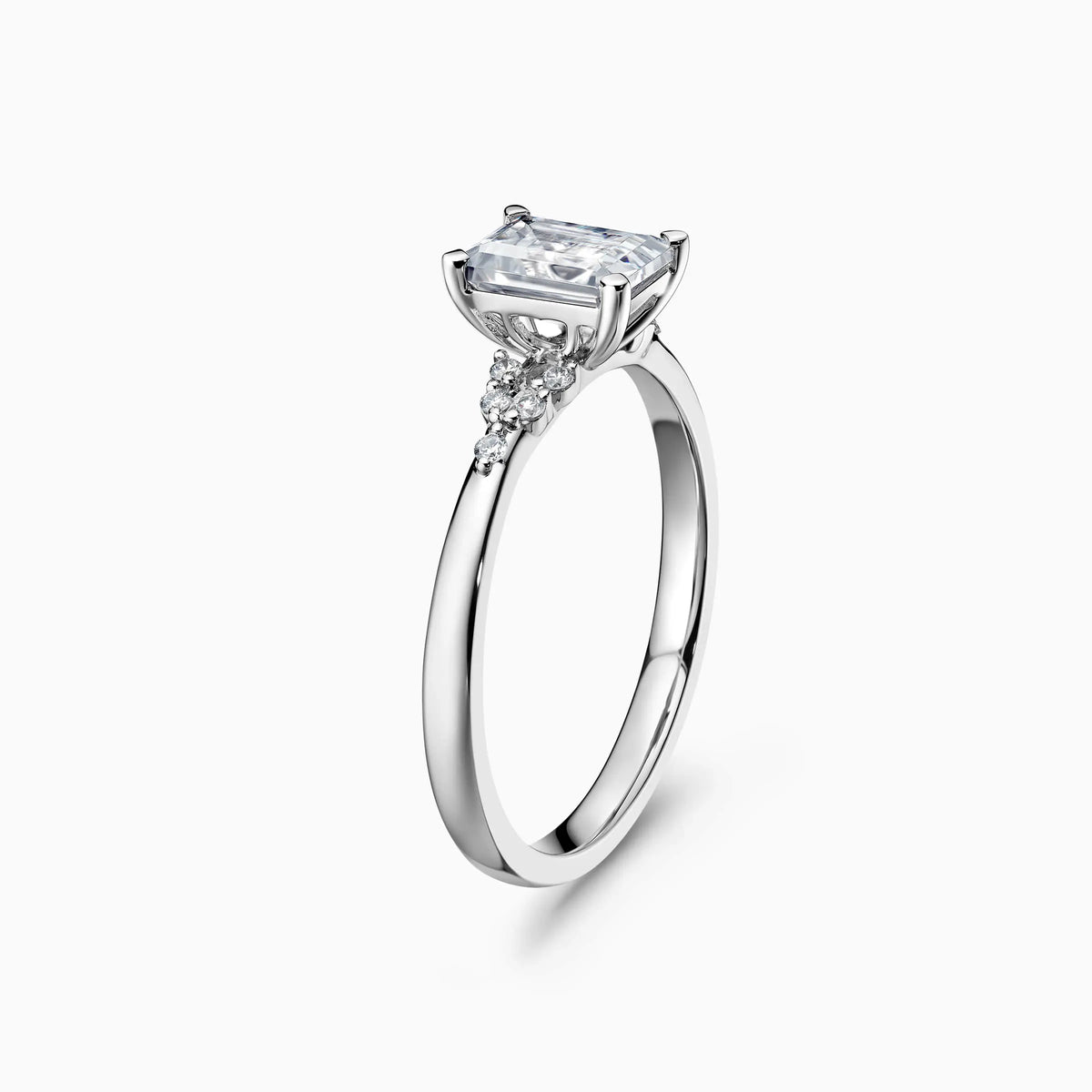 Lab-Grown Emerald Cluster Engagement Ring - image 3