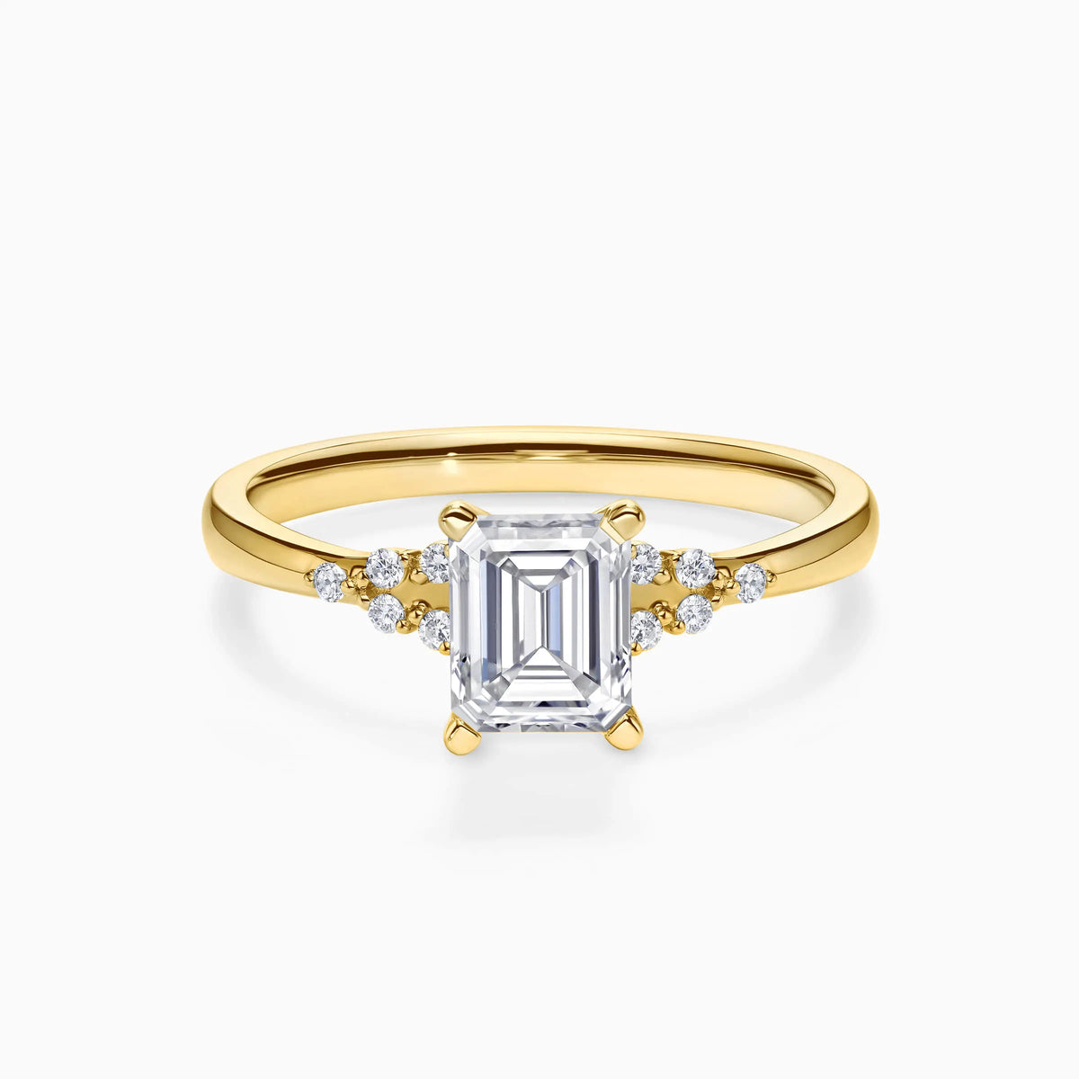 Lab-Grown Emerald Cluster Engagement Ring - image 5