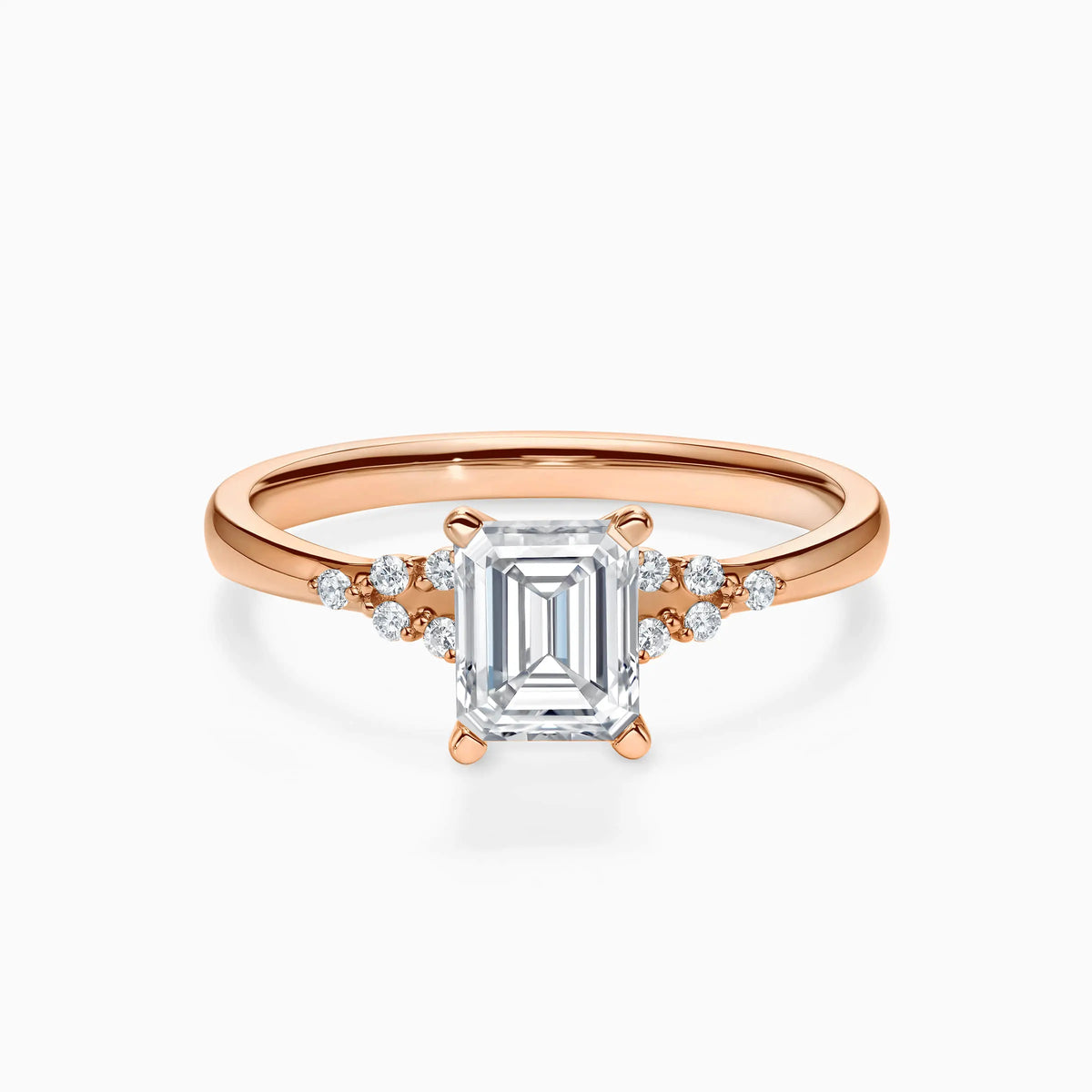 Lab-Grown Emerald Cluster Engagement Ring - image 6