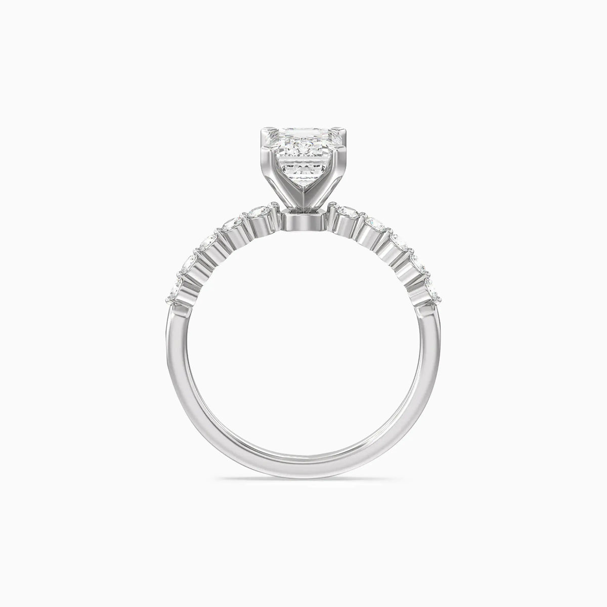 Lab-Grown Emerald Solitaire Pavé Engagement Ring - image 2