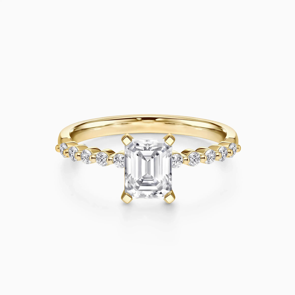 Lab-Grown Emerald Solitaire Pavé Engagement Ring - image 5
