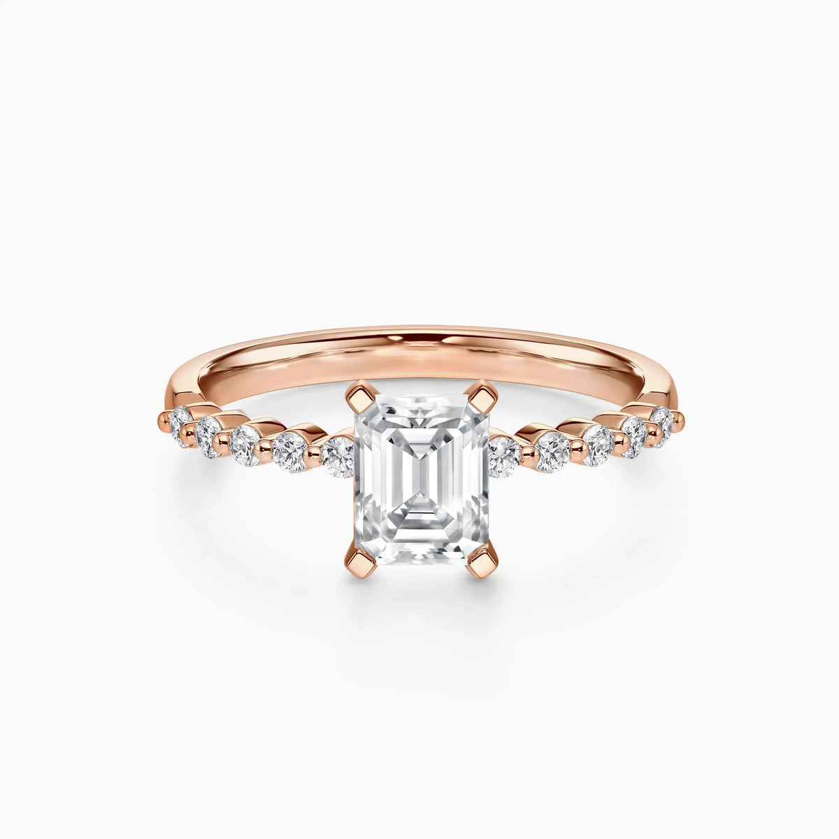 Lab-Grown Emerald Solitaire Pavé Engagement Ring - image 6