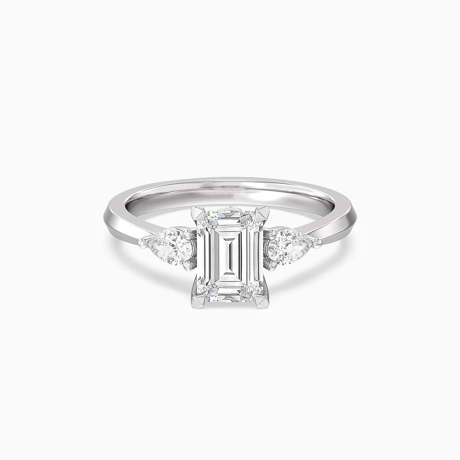 Lab-Grown Emerald Three Stones Engagement Ring - image 1
