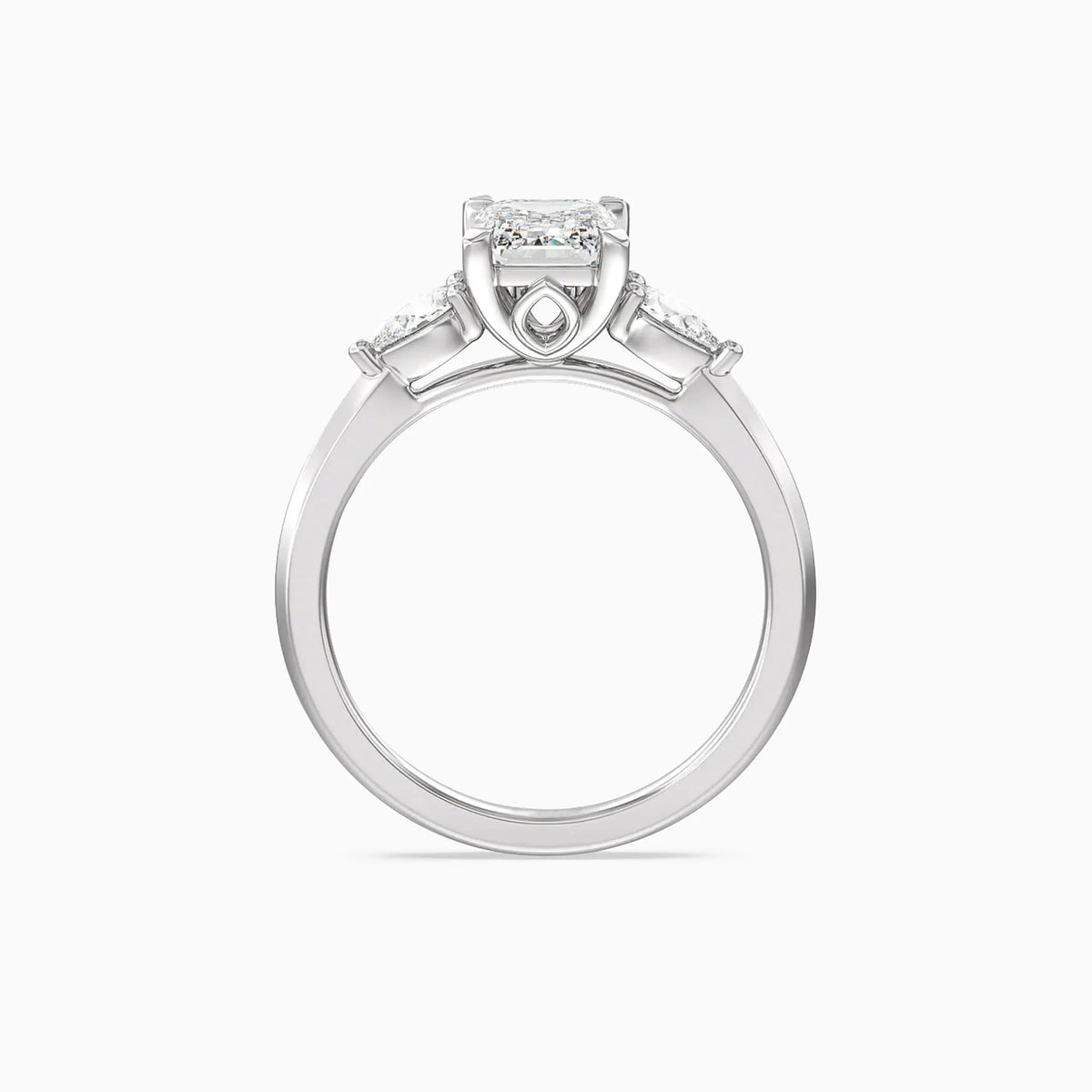 Lab-Grown Emerald Three Stones Engagement Ring - image 2